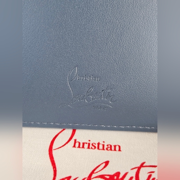 Christian Louboutin Denim Blue Studded Card Holder NIB - Picture 3 of 4